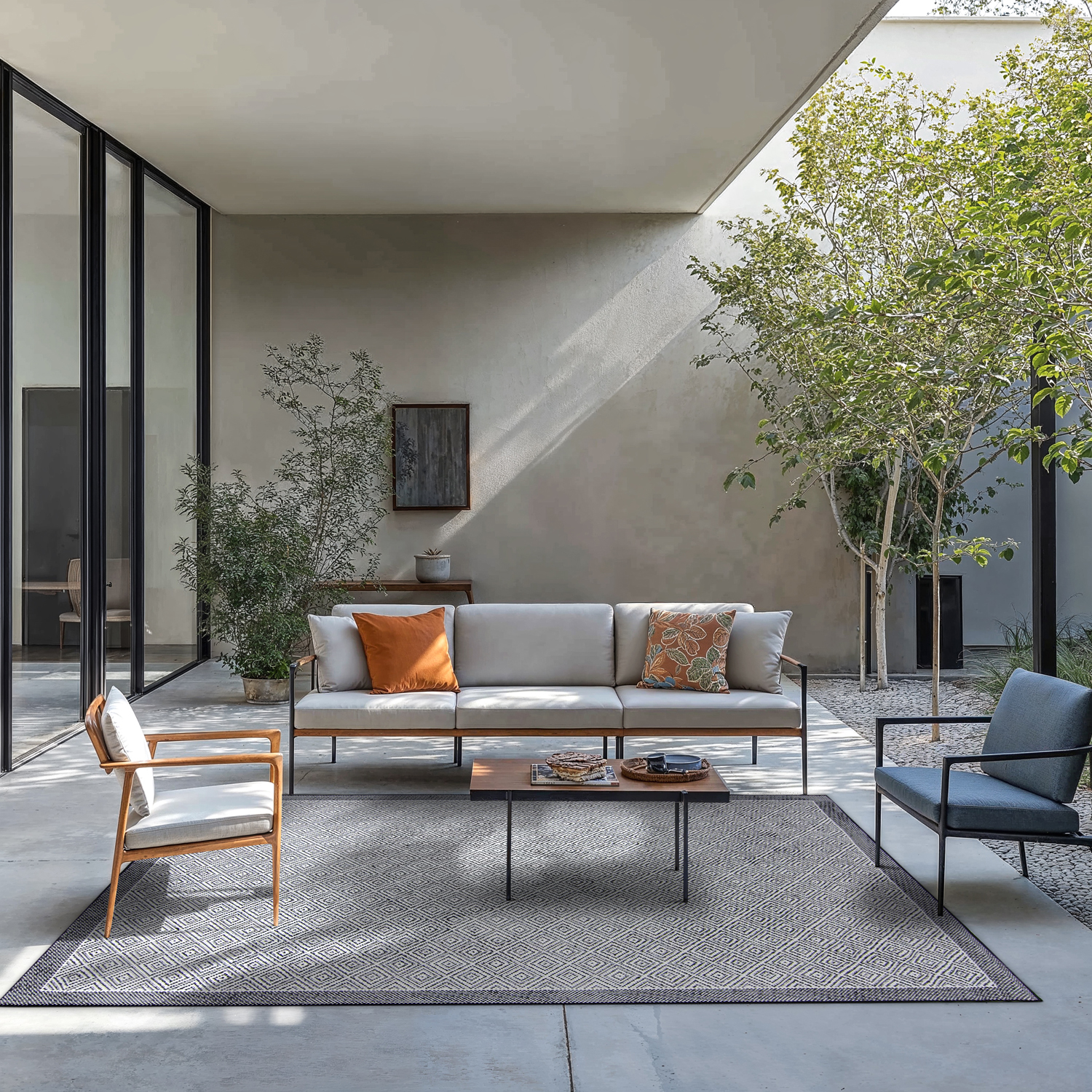 Inomhus- utomhusmatta - Monsaraz (svart) (Storlek: 80 x 150 cm)