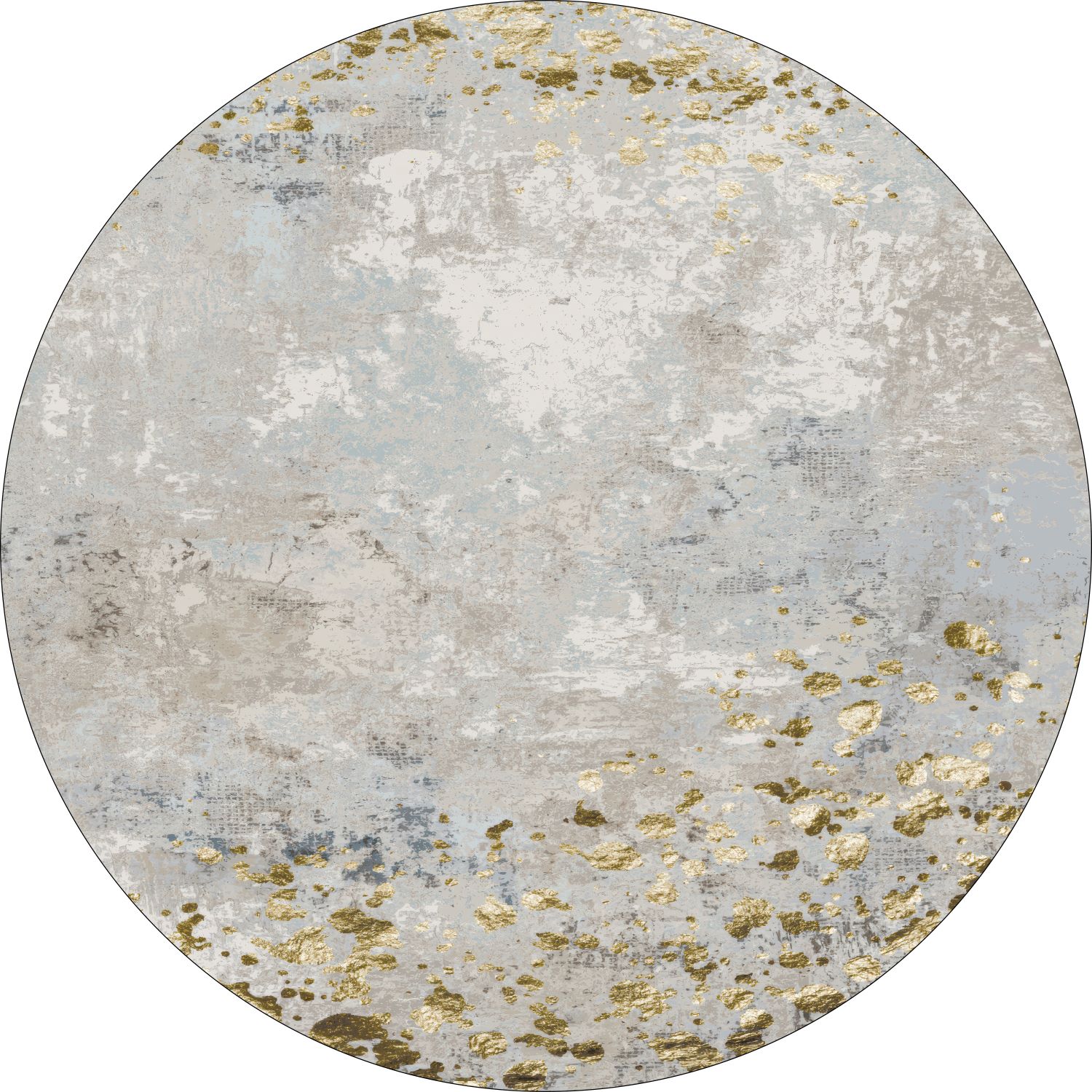 Rund matta - Maude (grå/guld) (Storlek: Ø 160 cm)