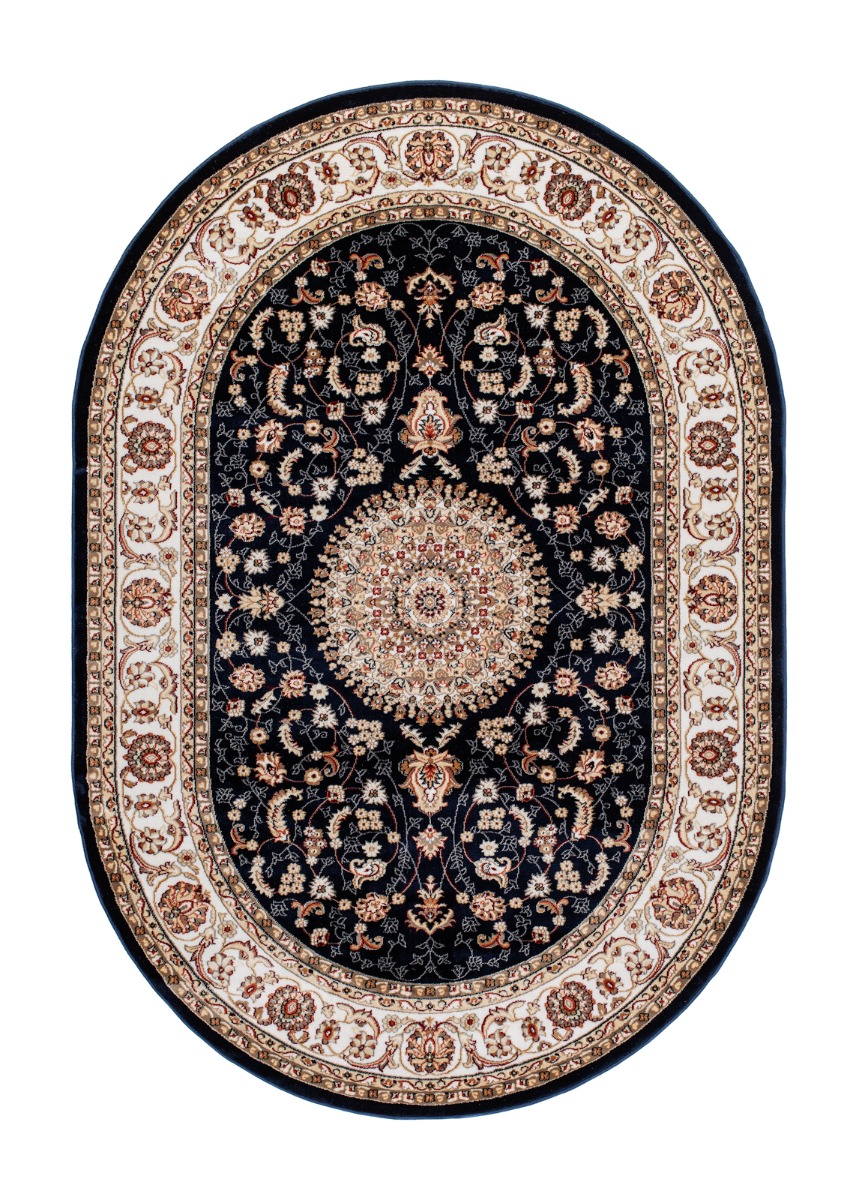 Doha Oma Blå Oval 160x230 cm Wiltonmatta